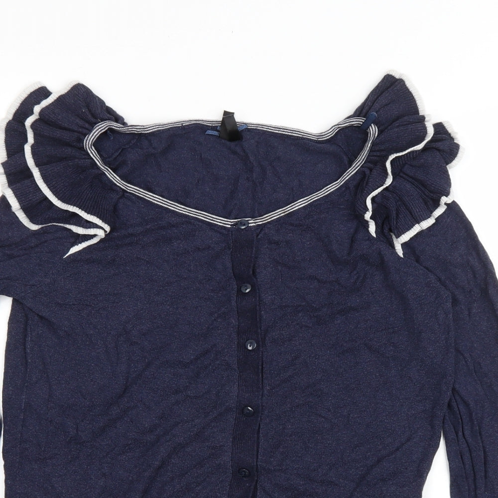 Atmosphere Womens Blue Scoop Neck Viscose Cardigan Jumper Size 12