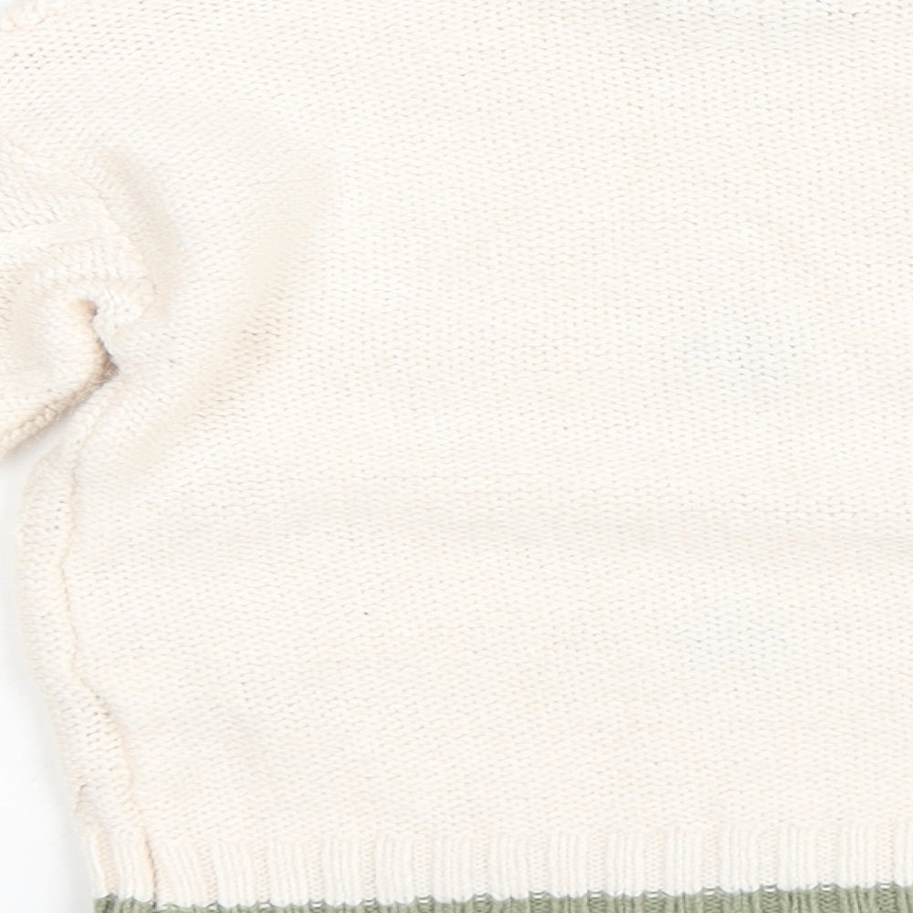 Primark Girls Ivory Roll Neck Argyle/Diamond Acrylic Pullover Jumper Size 4-5 Years Pullover - Flowers