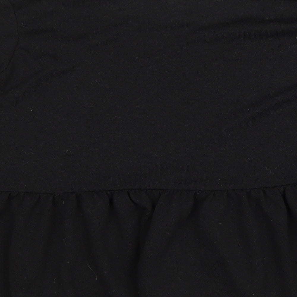Boohoo Womens Black Polyester Basic T-Shirt Size 16 Scoop Neck