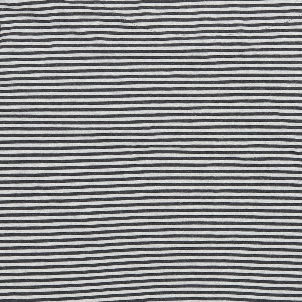 DASH Womens Grey Striped Cotton Basic T-Shirt Size 18 Scoop Neck