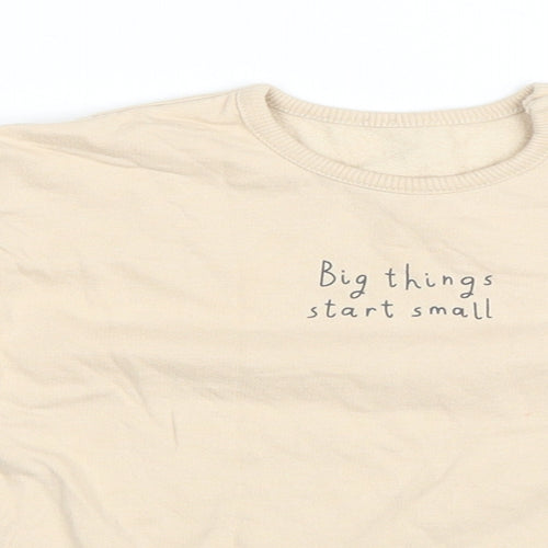 George Baby Beige Basic T-Shirt Size 12-18 Months Round Neck Snap - Big Things Start Small