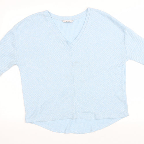 TU Womens Blue V-Neck Viscose Pullover Jumper Size 12