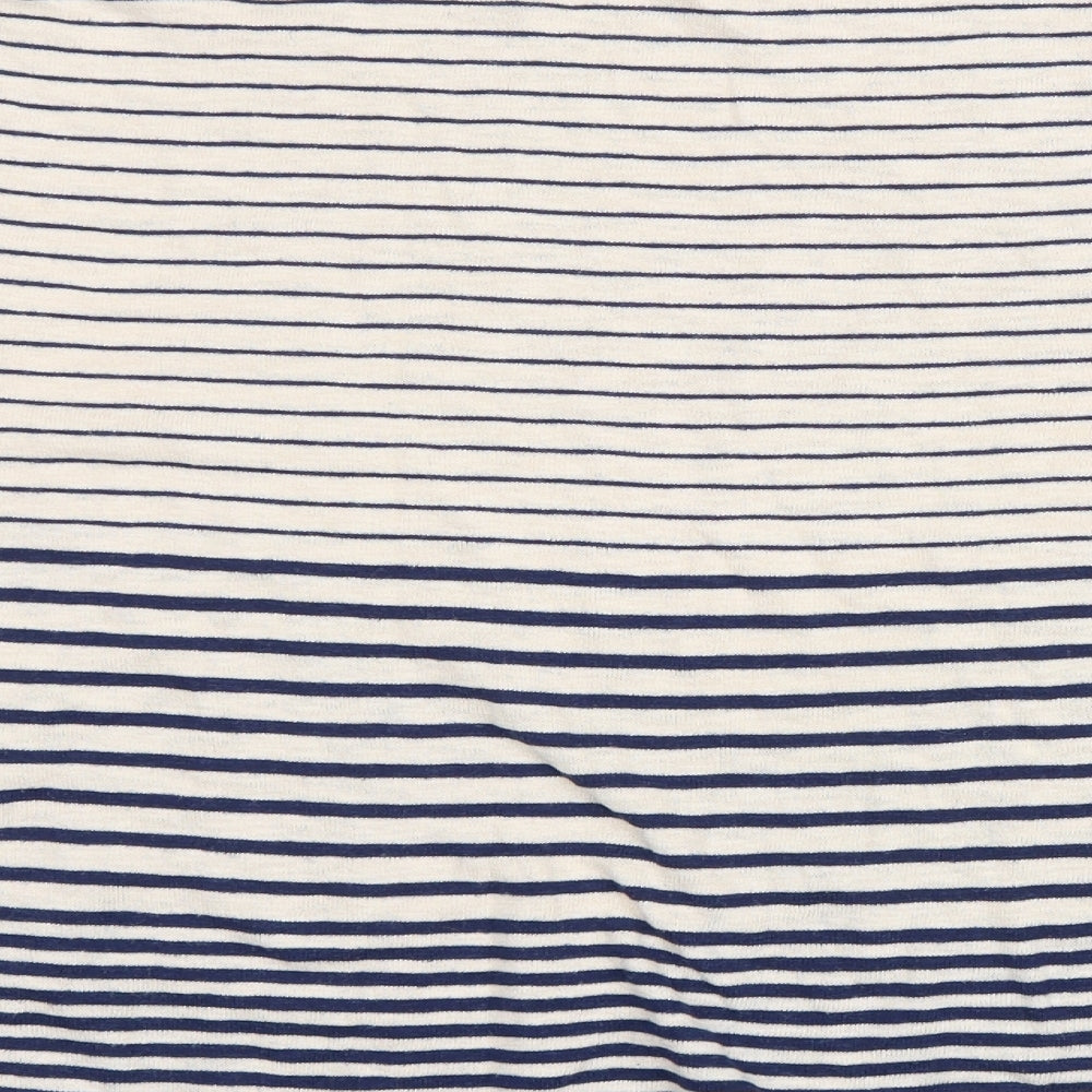 Fat Face Womens Blue Round Neck Striped Cotton Pullover Jumper Size 14