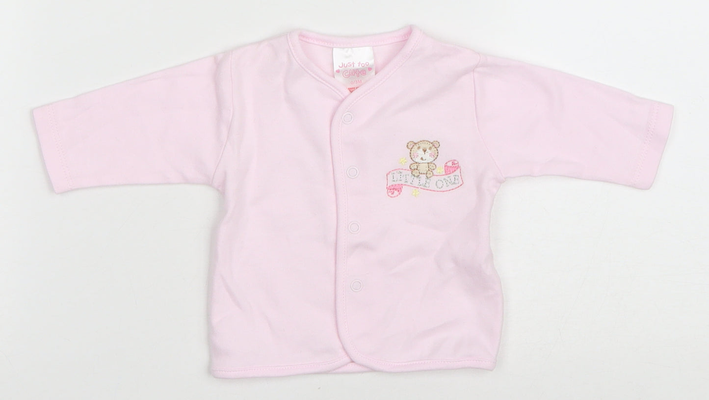 Just Too Cute Baby Pink Cotton Cardigan Jumper Size 0-3 Months Snap - Little one