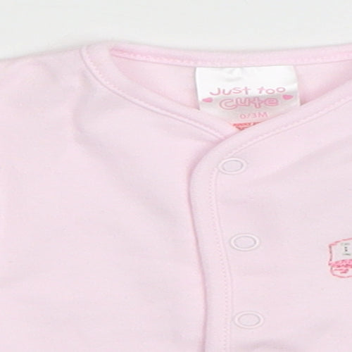 Just Too Cute Baby Pink Cotton Cardigan Jumper Size 0-3 Months Snap - Little one