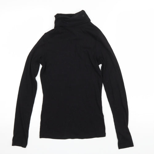 New Look Womens Black Polyester Basic T-Shirt Size 8 Roll Neck