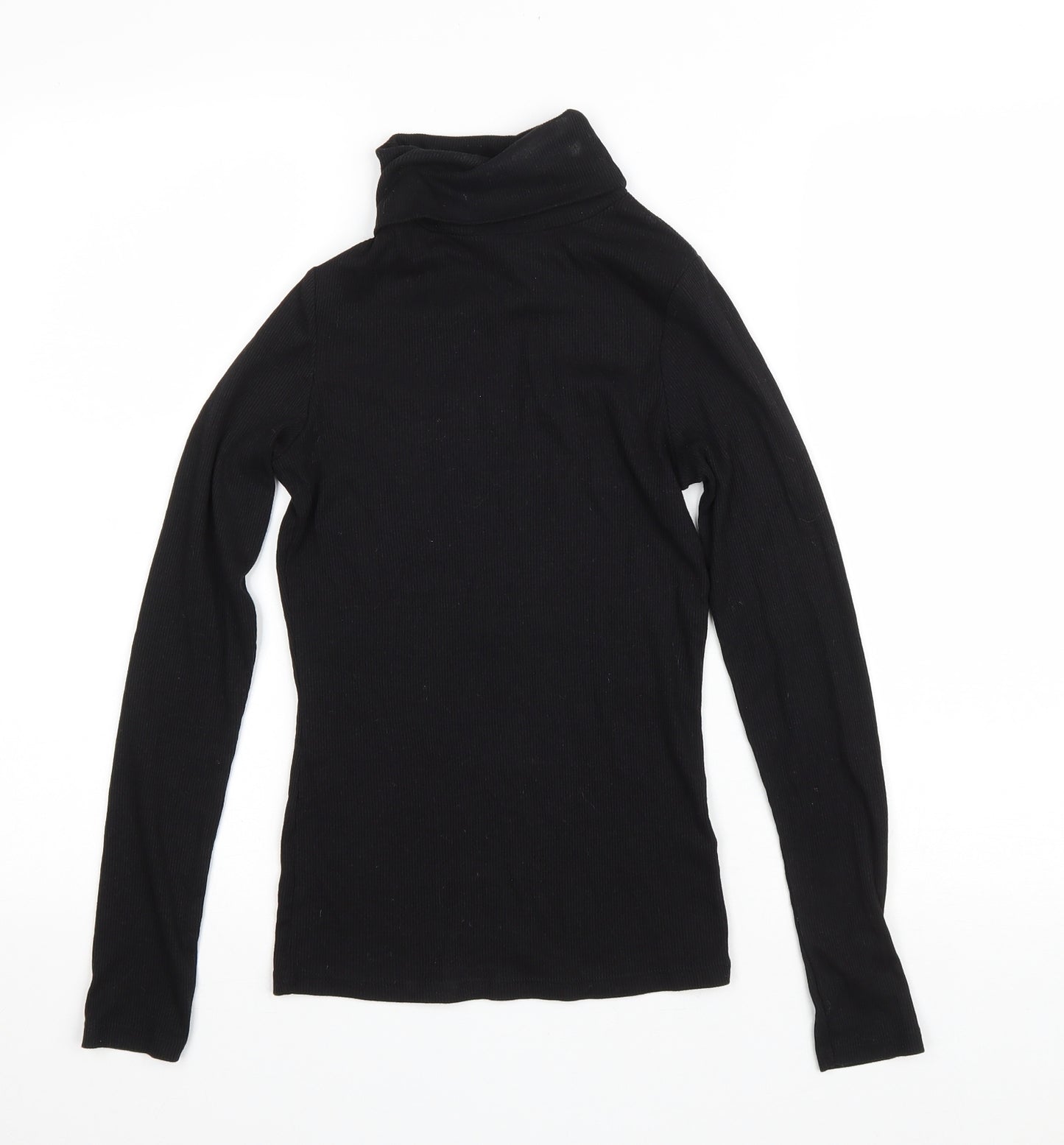 New Look Womens Black Polyester Basic T-Shirt Size 8 Roll Neck