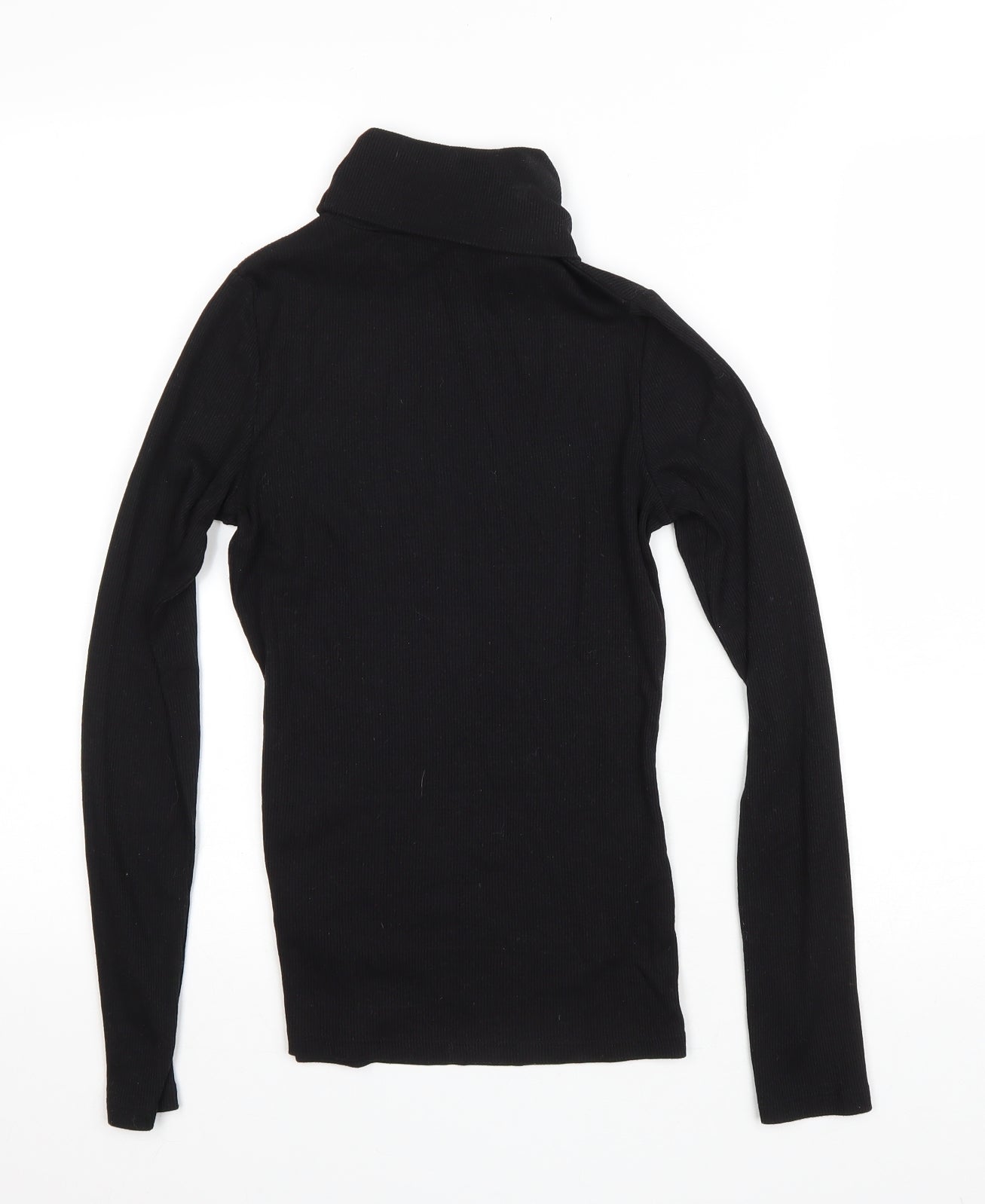 New Look Womens Black Polyester Basic T-Shirt Size 8 Roll Neck