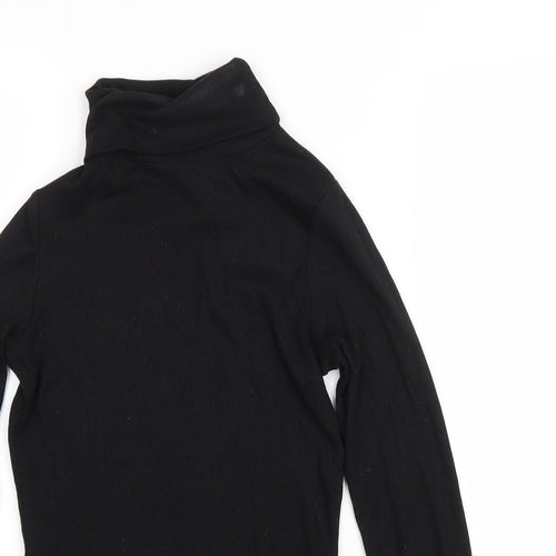 New Look Womens Black Polyester Basic T-Shirt Size 8 Roll Neck