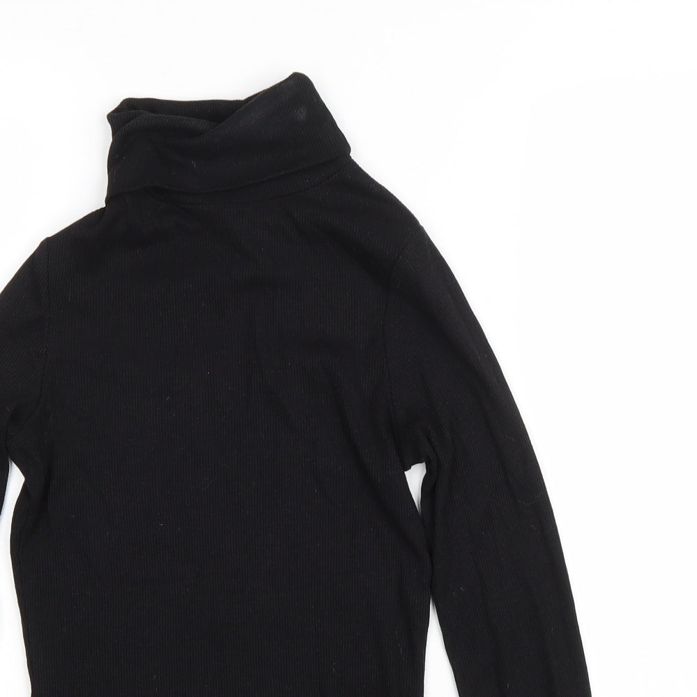 New Look Womens Black Polyester Basic T-Shirt Size 8 Roll Neck