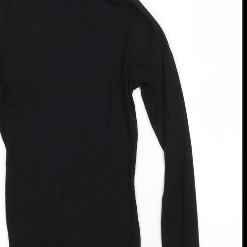 New Look Womens Black Polyester Basic T-Shirt Size 8 Roll Neck