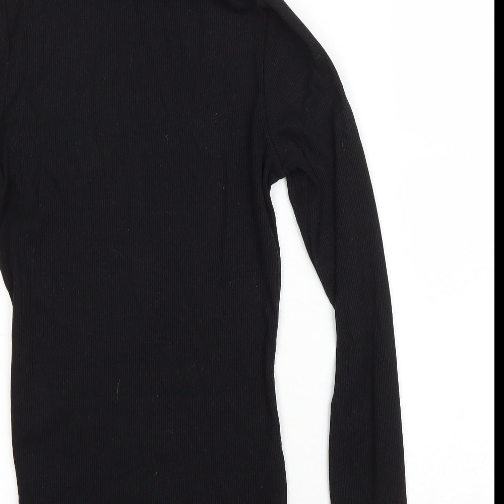 New Look Womens Black Polyester Basic T-Shirt Size 8 Roll Neck