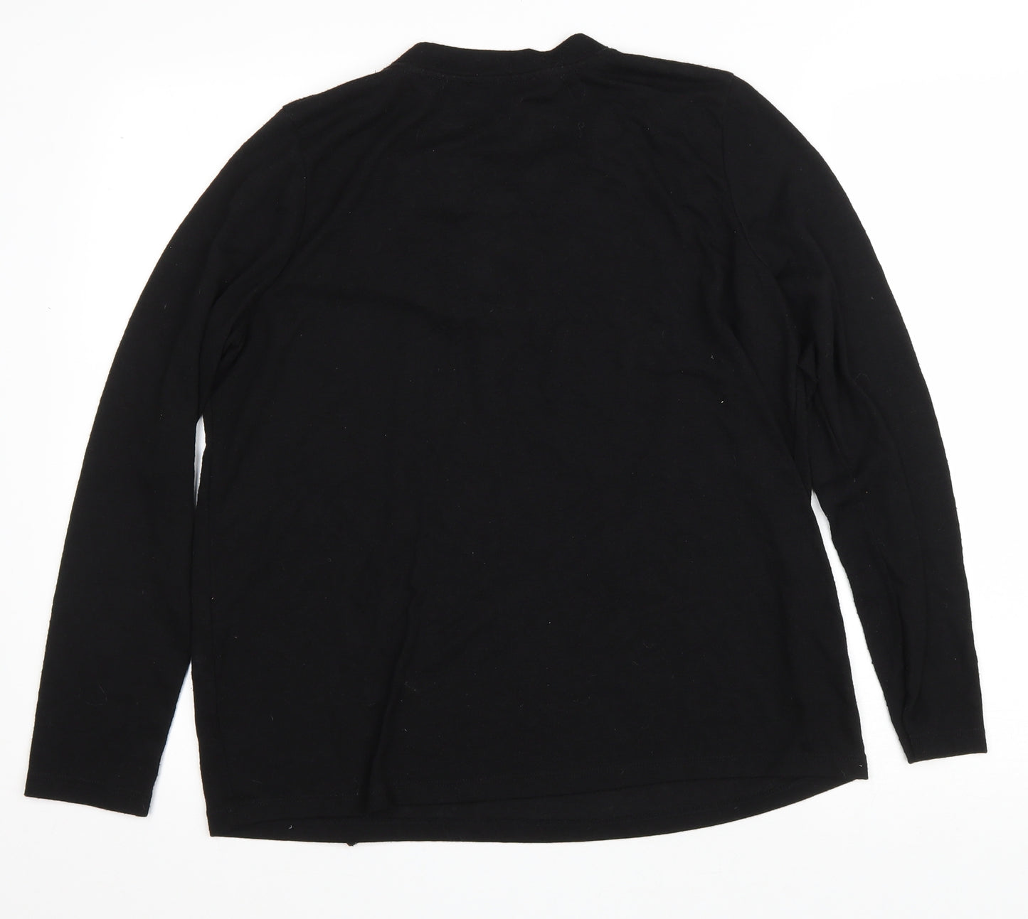 TU Womens Black Polyester Basic T-Shirt Size 14 V-Neck