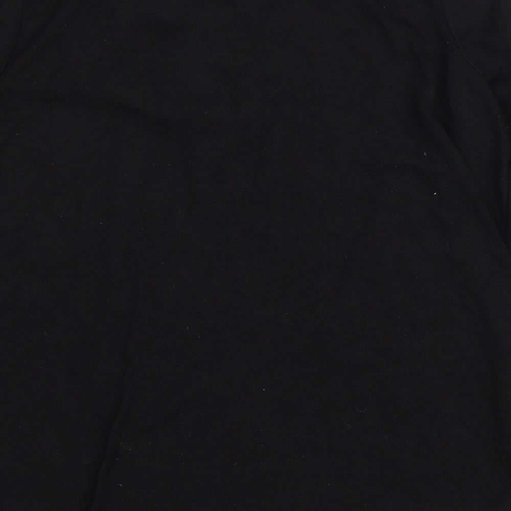TU Womens Black Polyester Basic T-Shirt Size 14 V-Neck