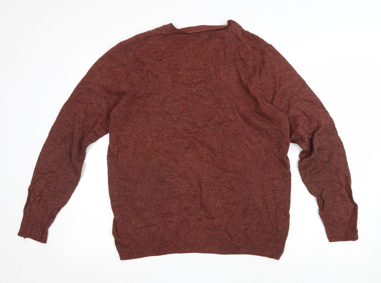 Marks and Spencer Womens Red V-Neck Wool Pullover Jumper Size L