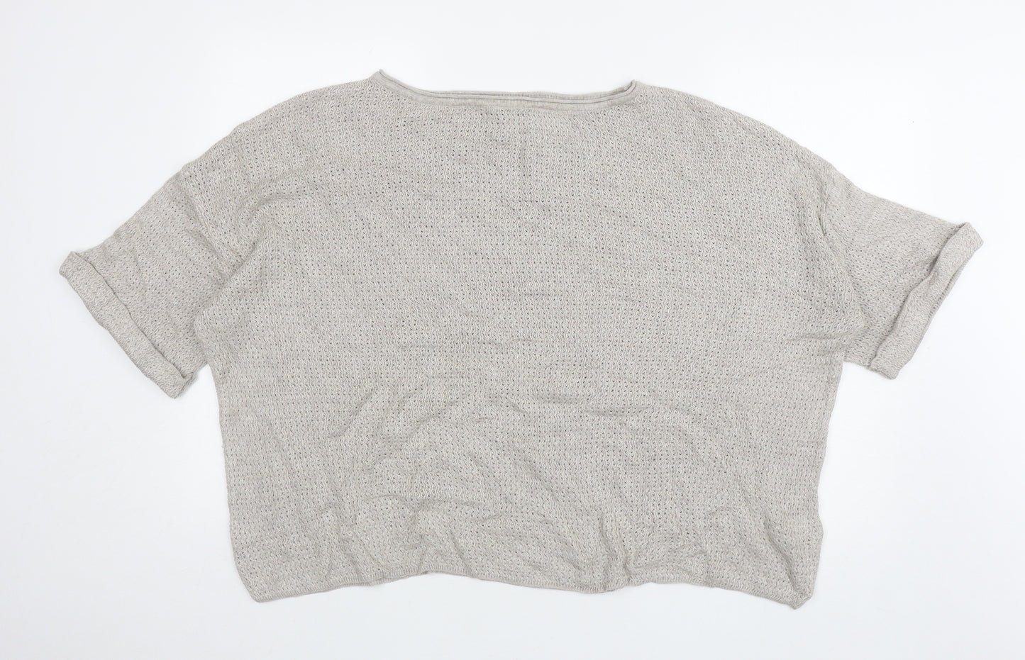 Marks and Spencers Womens Beige Cotton Basic T-Shirt Size 18 Round Neck