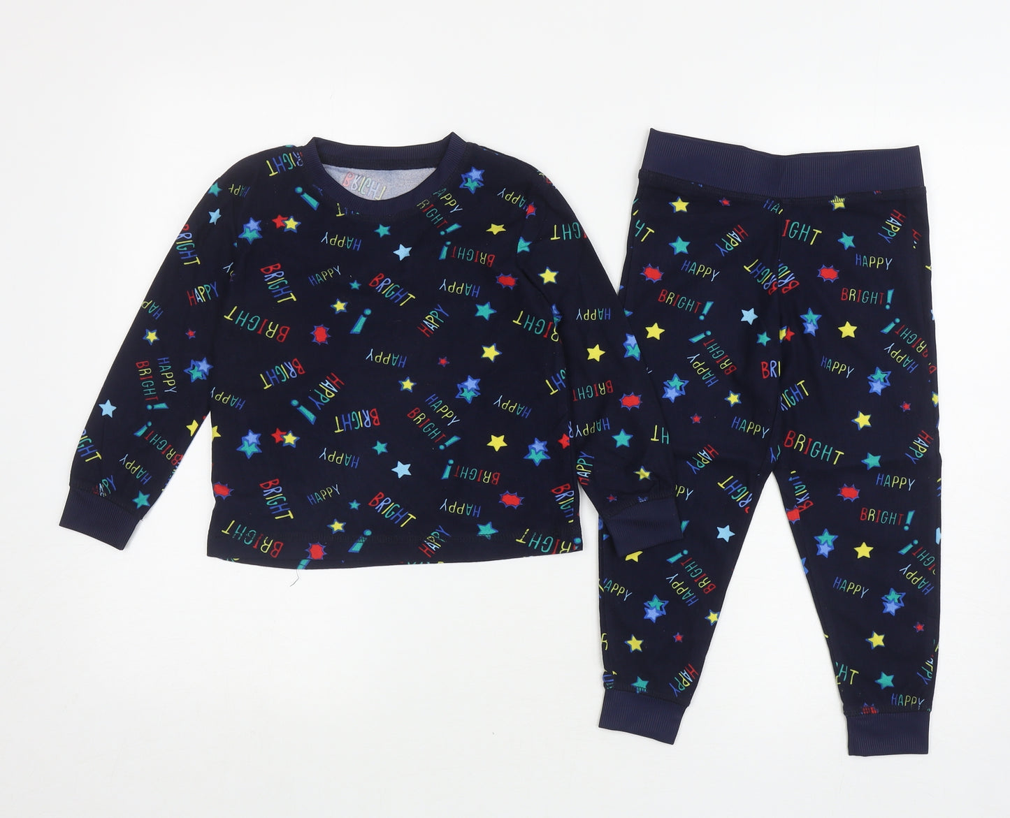 Lily & Dan Boys Blue Geometric 100% Polyester Pyjama Set Size 3-4 Years Pullover - Stars