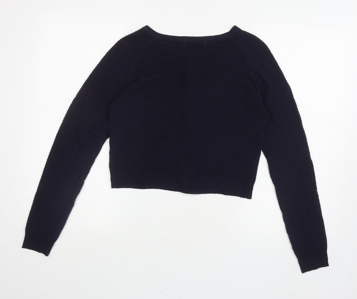 Decollage Womens Blue Roll Neck Polyester Cardigan Jumper Size M - Jewel buttons