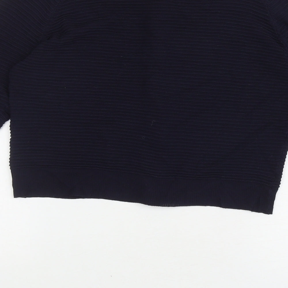 Decollage Womens Blue Roll Neck Polyester Cardigan Jumper Size M - Jewel buttons