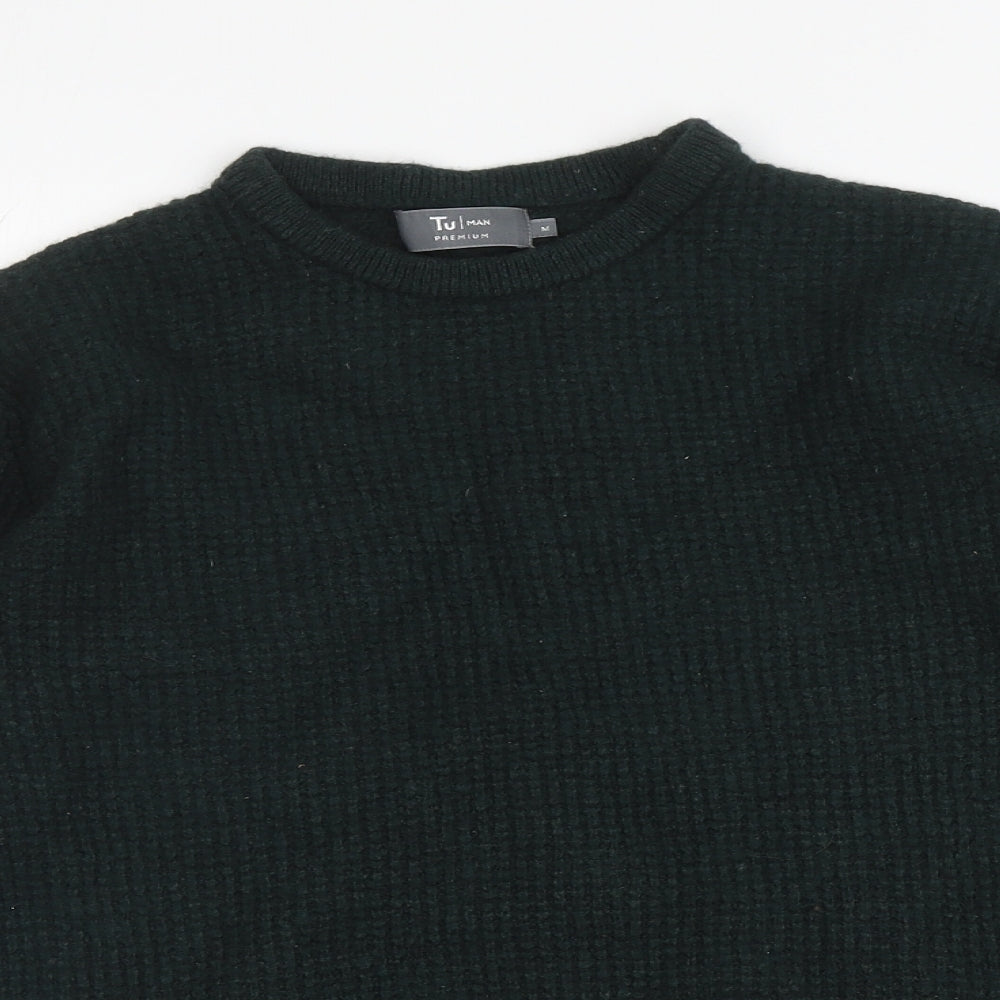 TU Mens Green Round Neck Polyamide Pullover Jumper Size M