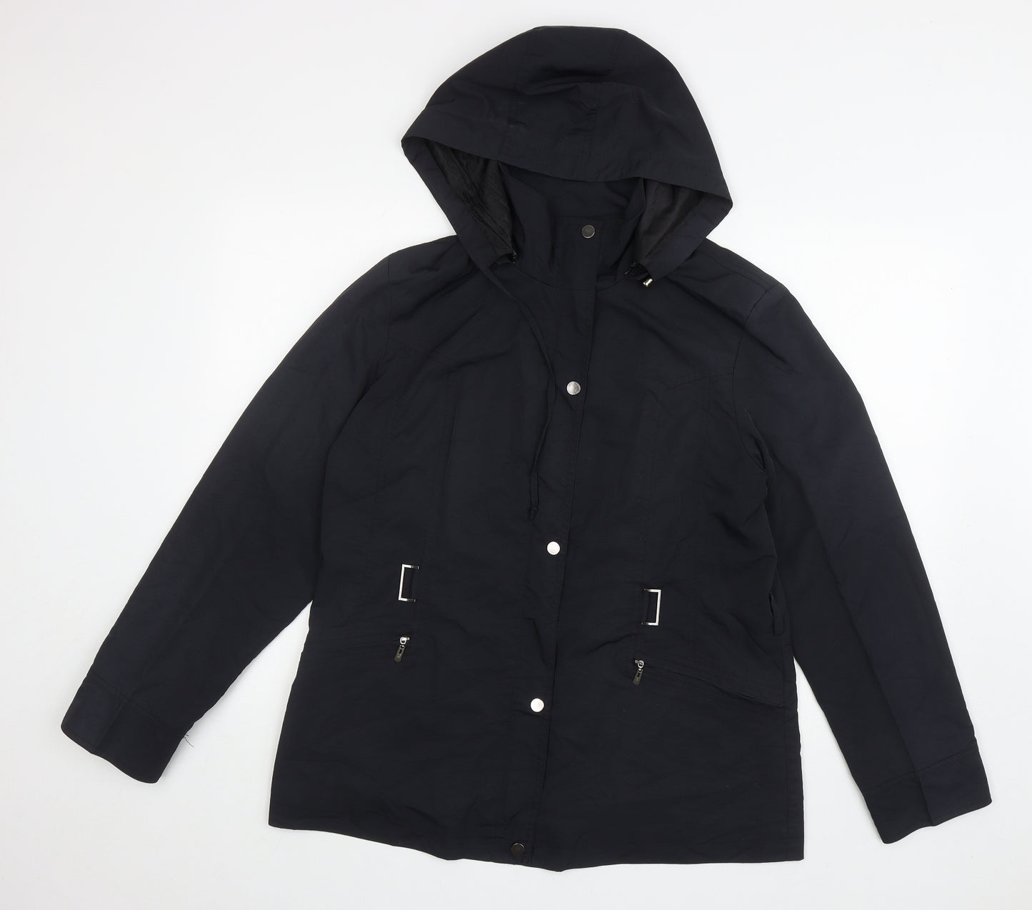 Bellina Womens Black Anorak Coat Size M Zip