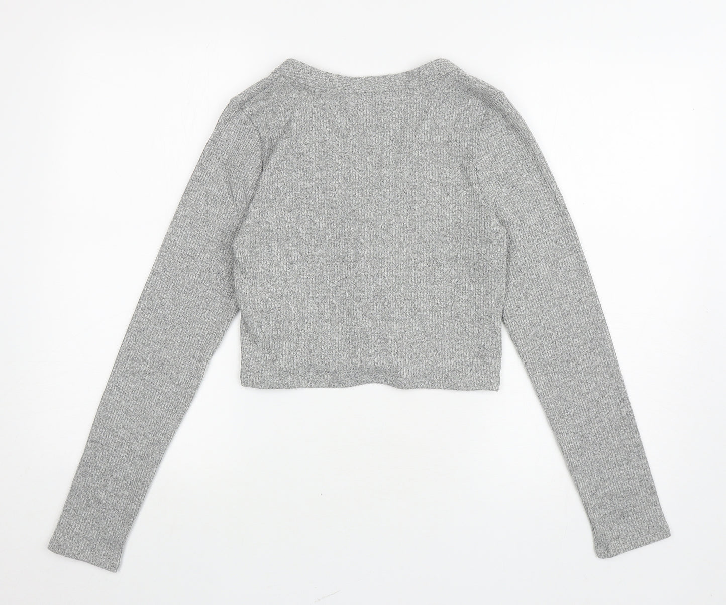 Primark Womens Grey V-Neck Polyester Cardigan Jumper Size 8