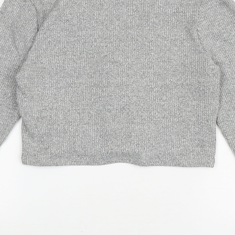 Primark Womens Grey V-Neck Polyester Cardigan Jumper Size 8