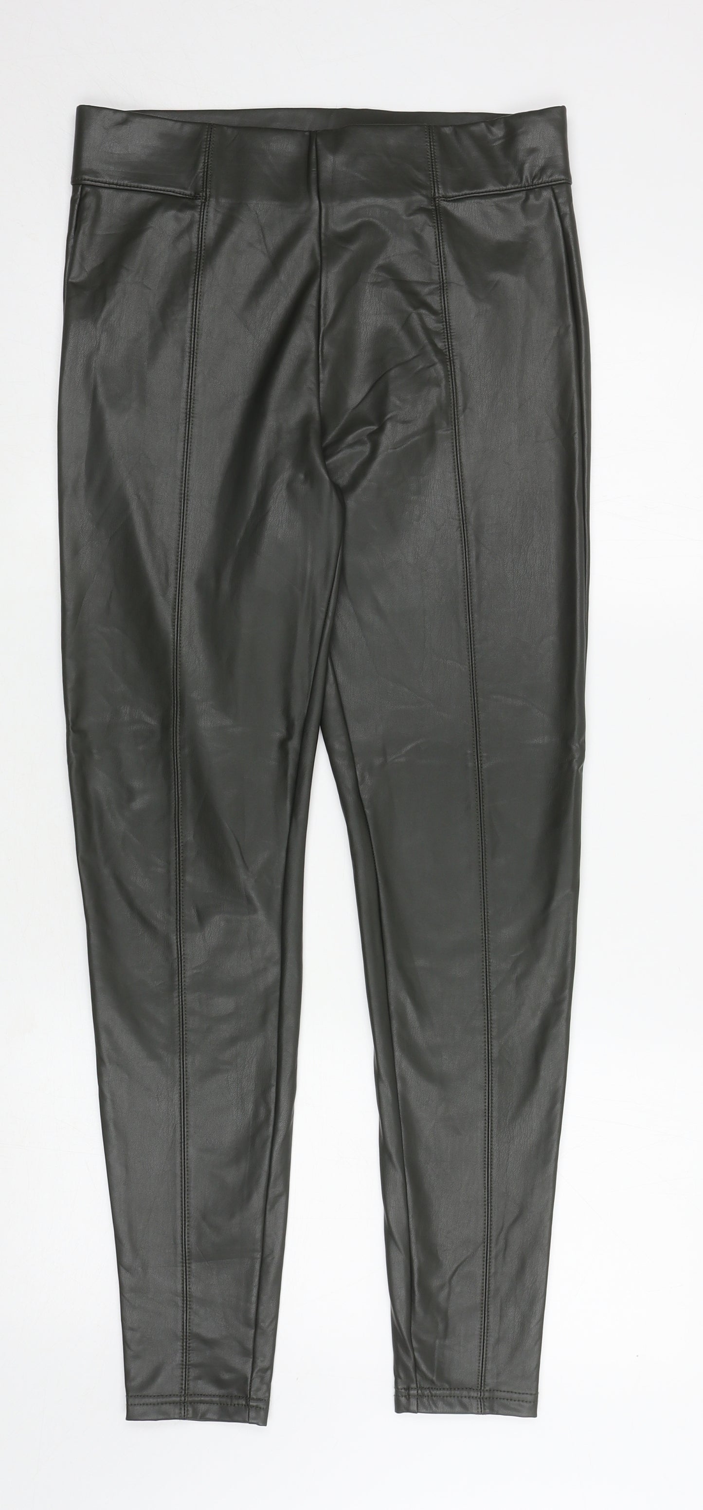 Marks and Spencers Womens Green Polyester Jegging Trousers Size 12 L29 in Regular