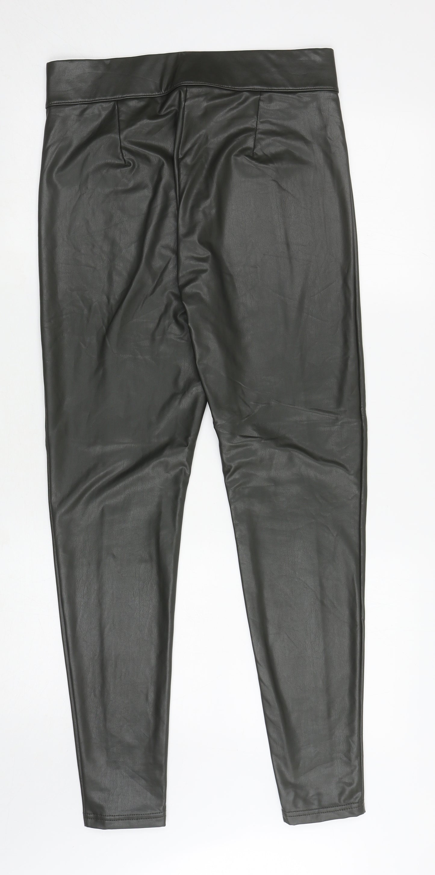 Marks and Spencers Womens Green Polyester Jegging Trousers Size 12 L29 in Regular