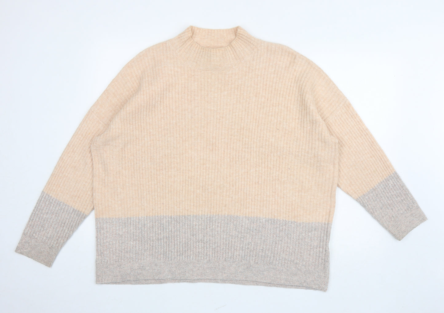 Marks and Spencer Womens Orange Mock Neck Acrylic Pullover Jumper Size XL