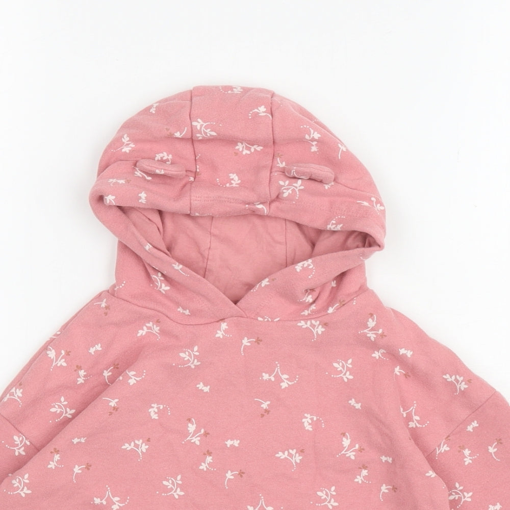 NEXT Girls Pink Floral Cotton Pullover Hoodie Size 2 Years Pullover - Bears