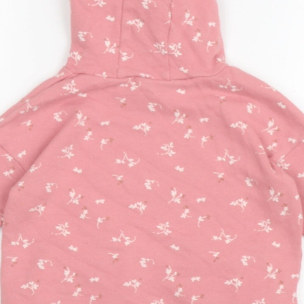 NEXT Girls Pink Floral Cotton Pullover Hoodie Size 2 Years Pullover - Bears