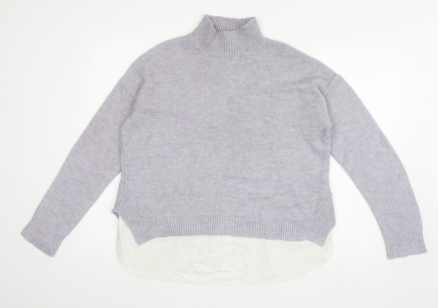 Primark Womens Grey Mock Neck Acrylic Pullover Jumper Size L