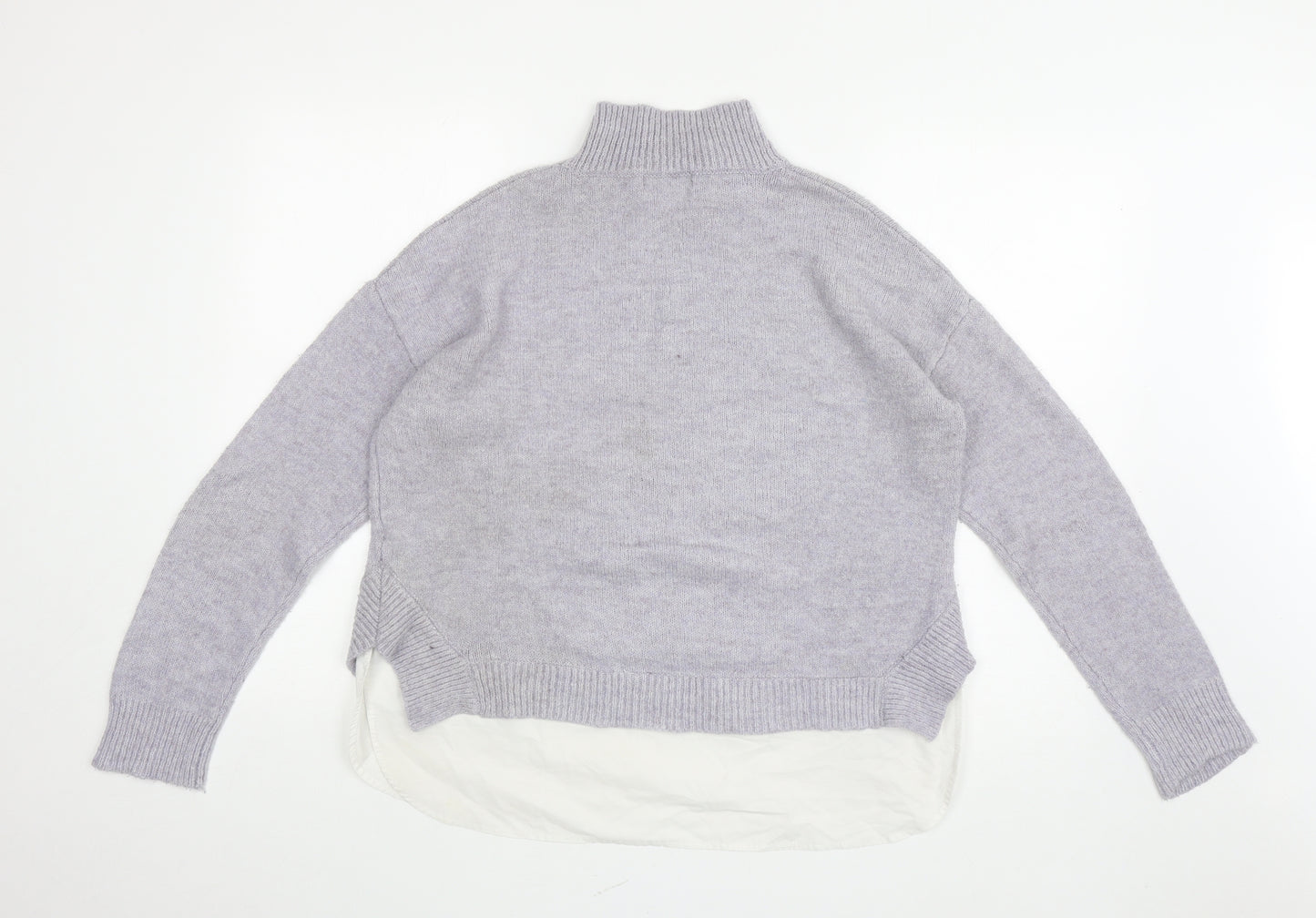 Primark Womens Grey Mock Neck Acrylic Pullover Jumper Size L