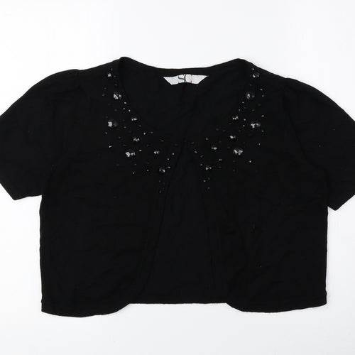 SC Womens Black Scoop Neck Viscose Cardigan Jumper Size 14 - Cropped
