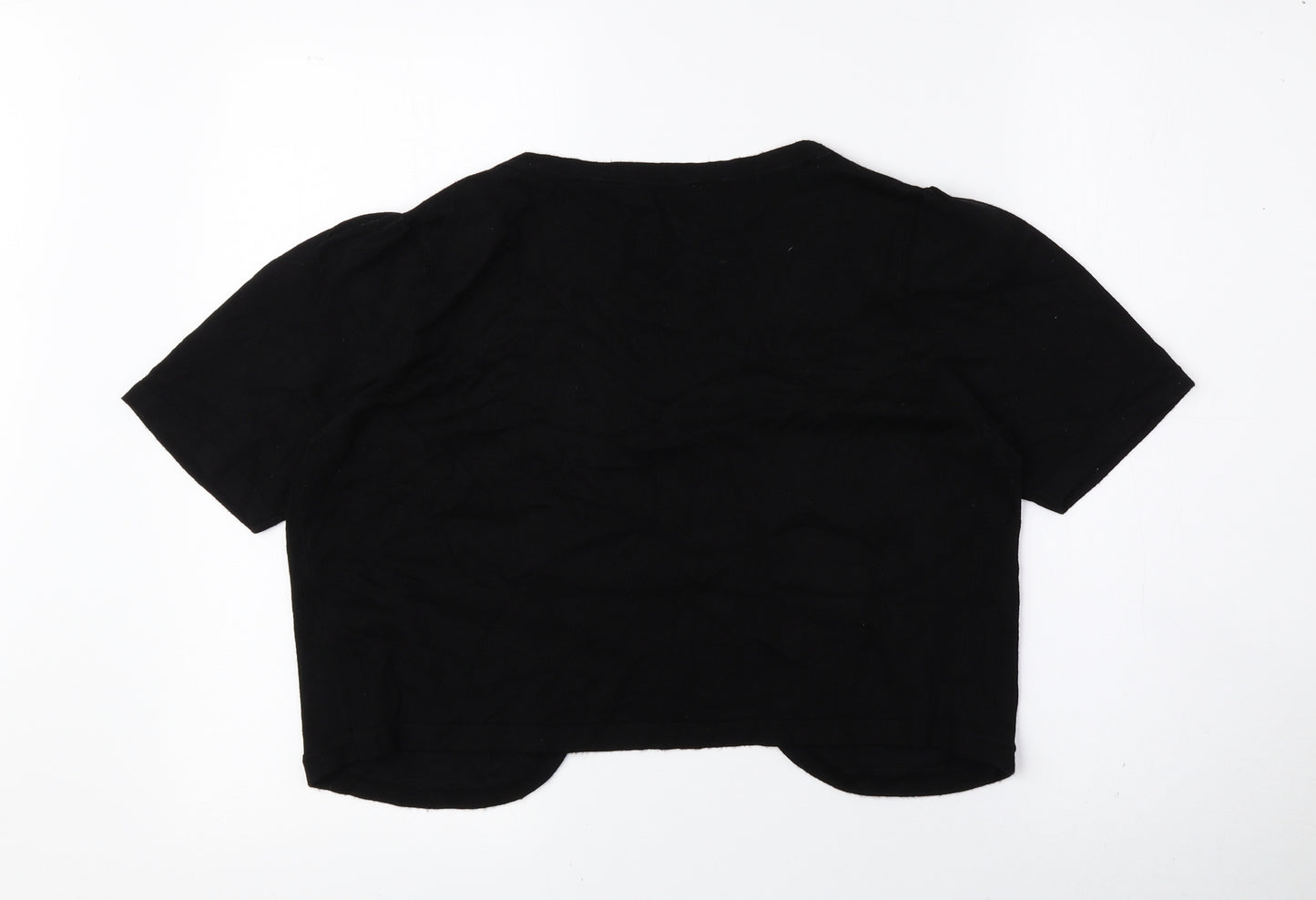 SC Womens Black Scoop Neck Viscose Cardigan Jumper Size 14 - Cropped
