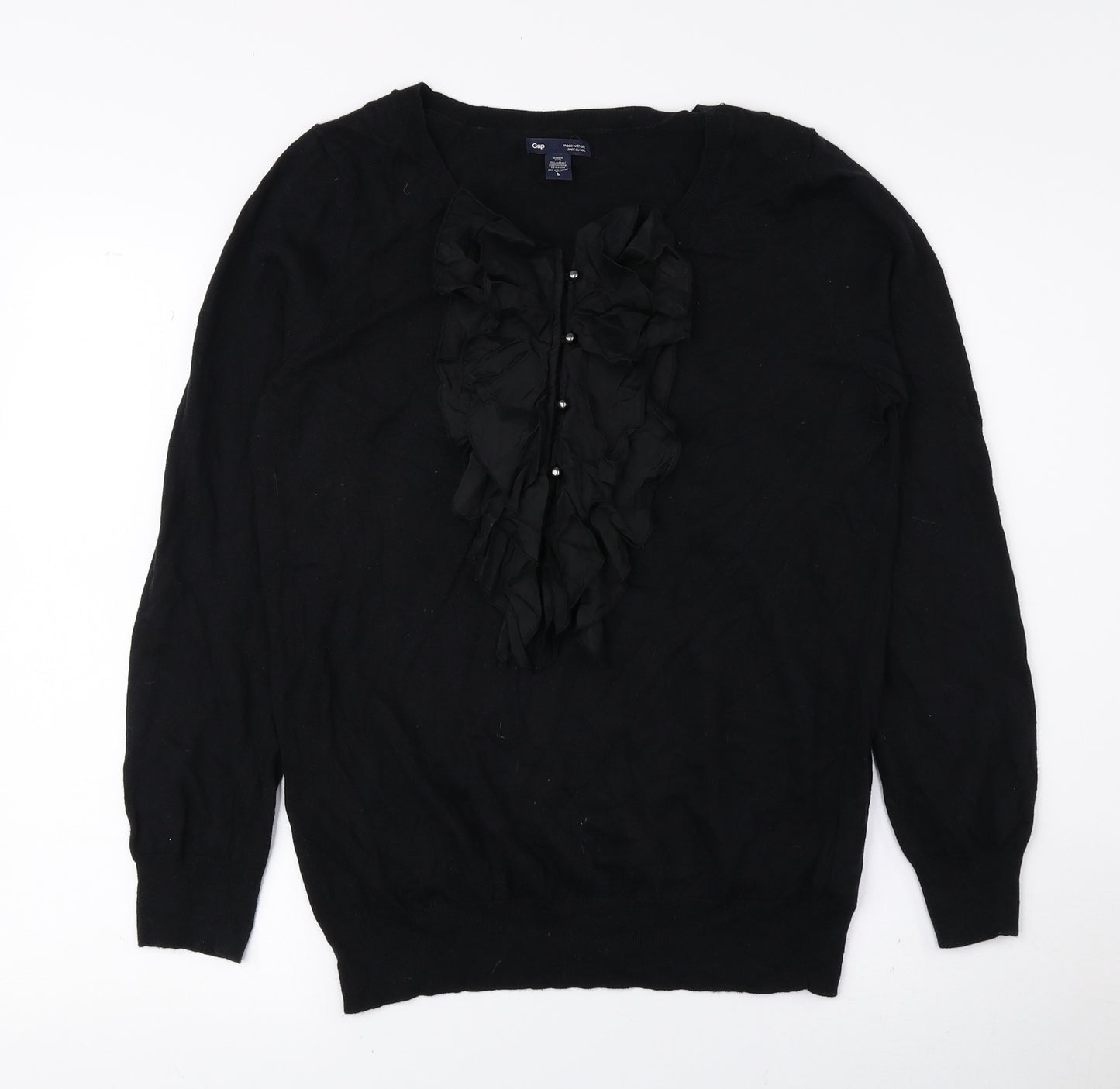 Gap Womens Black Round Neck Cotton Pullover Jumper Size L