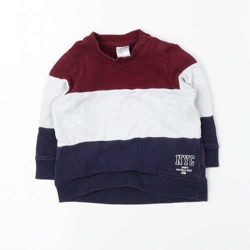 H&M Boys Multicoloured Colourblock 100% Cotton Pullover Sweatshirt Size 6 Years Snap