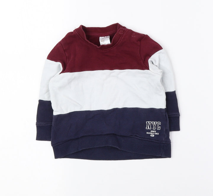 H&M Boys Multicoloured Colourblock 100% Cotton Pullover Sweatshirt Size 6 Years Snap
