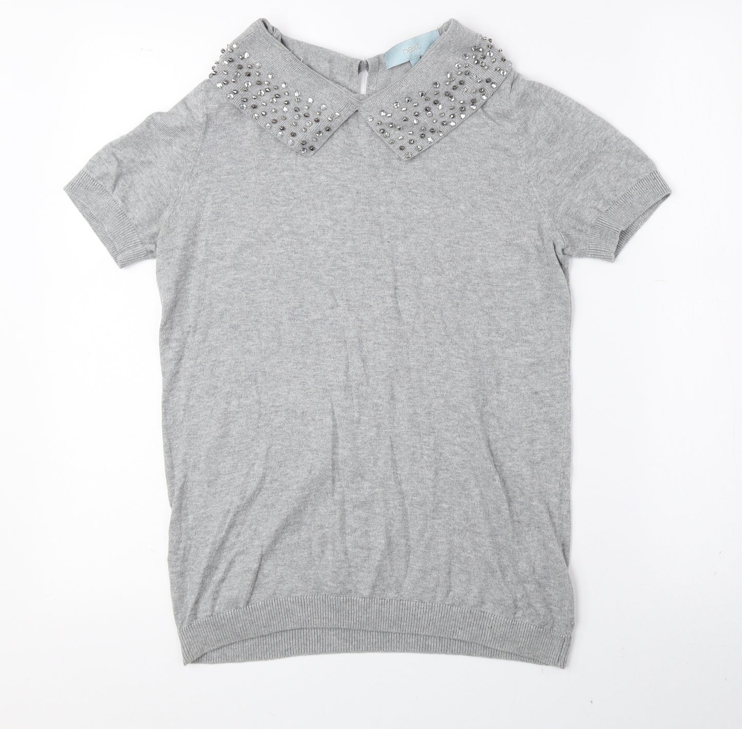 NEXT Womens Grey Scoop Neck Cotton Pullover Jumper Size 10