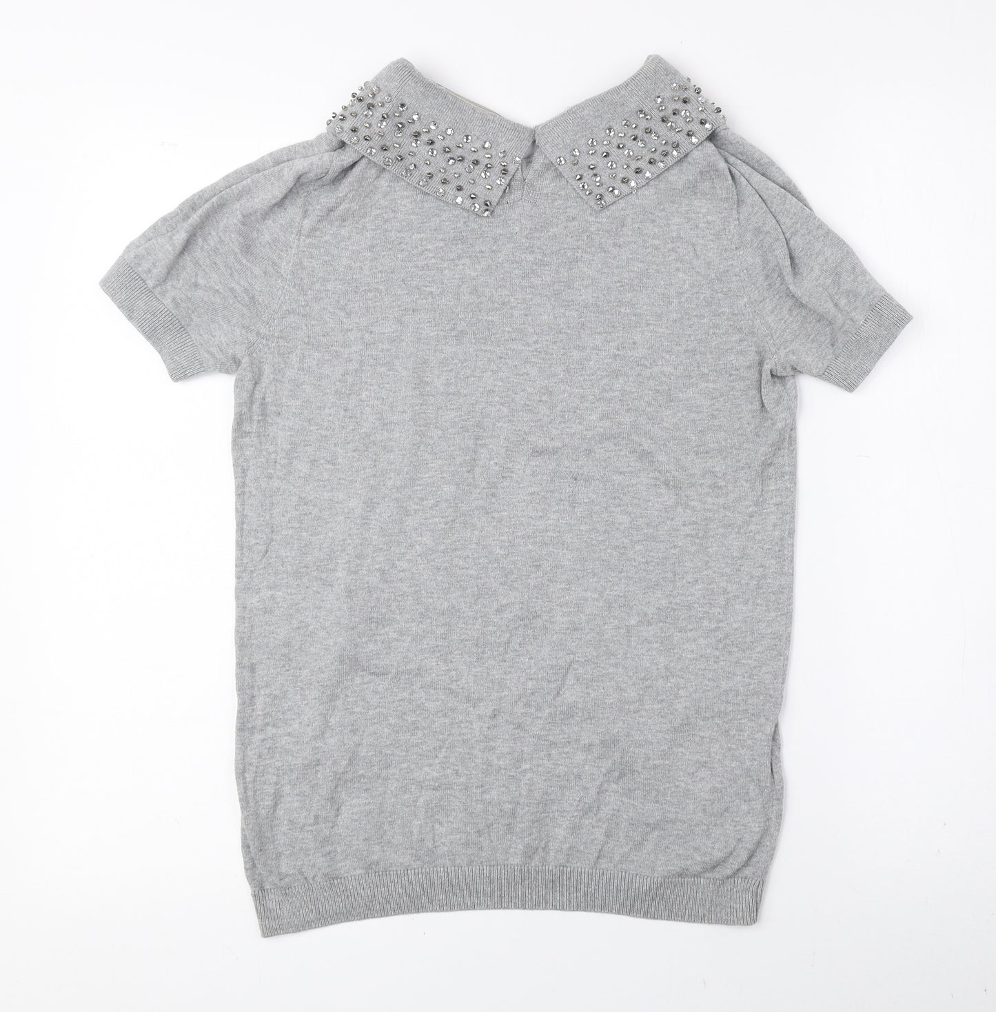 NEXT Womens Grey Scoop Neck Cotton Pullover Jumper Size 10