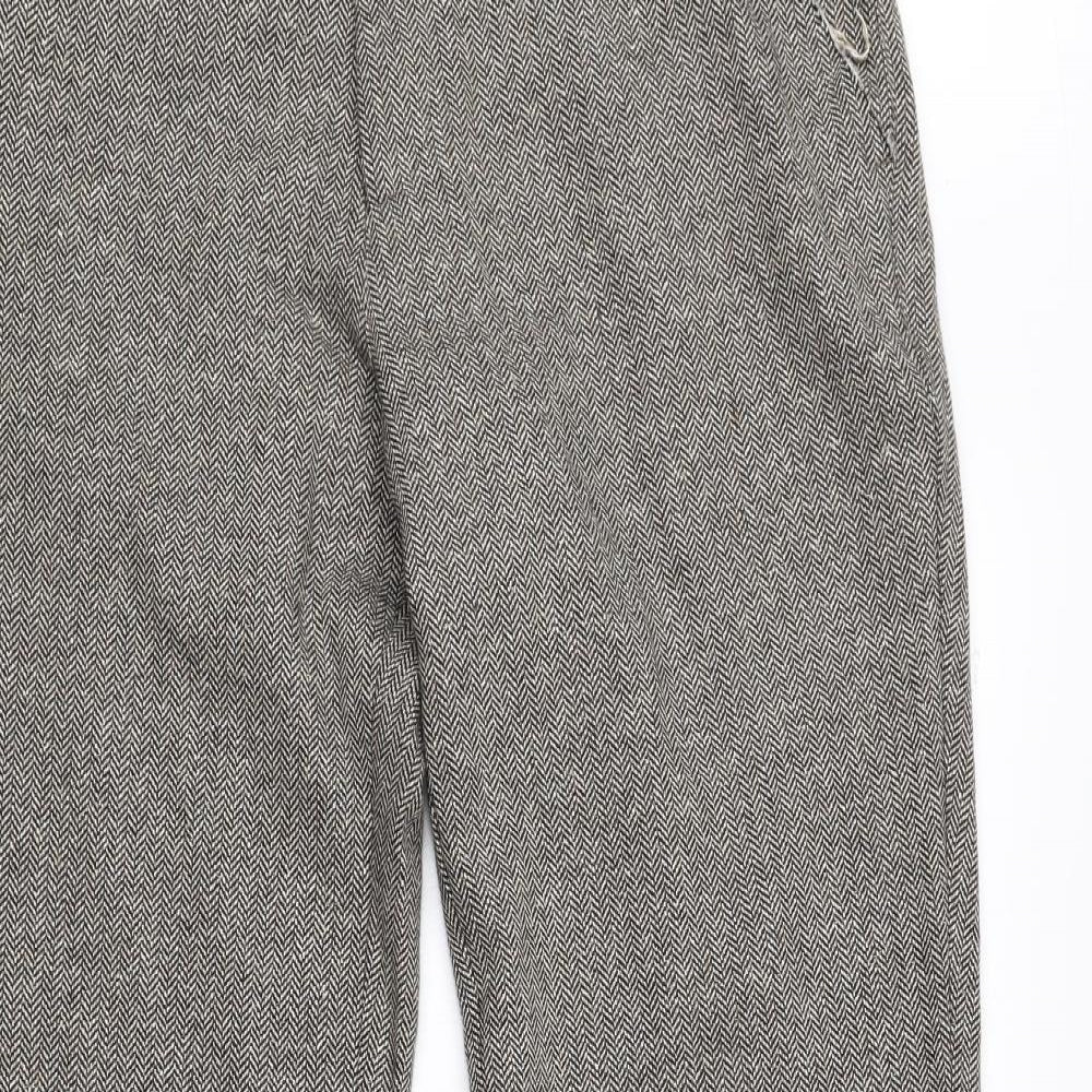 River Island Mens Brown Herringbone Wool Dress Pants Trousers Size 32 L30 in Regular Zip