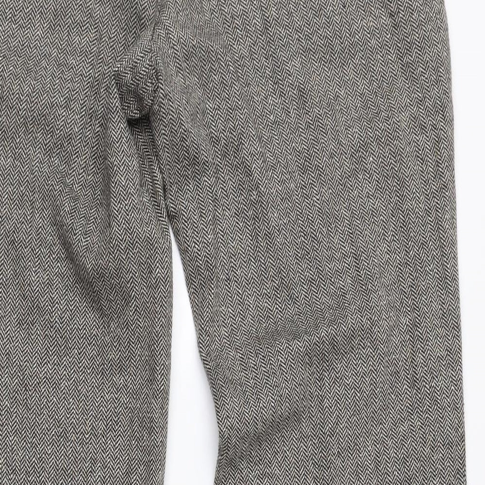 River Island Mens Brown Herringbone Wool Dress Pants Trousers Size 32 L30 in Regular Zip