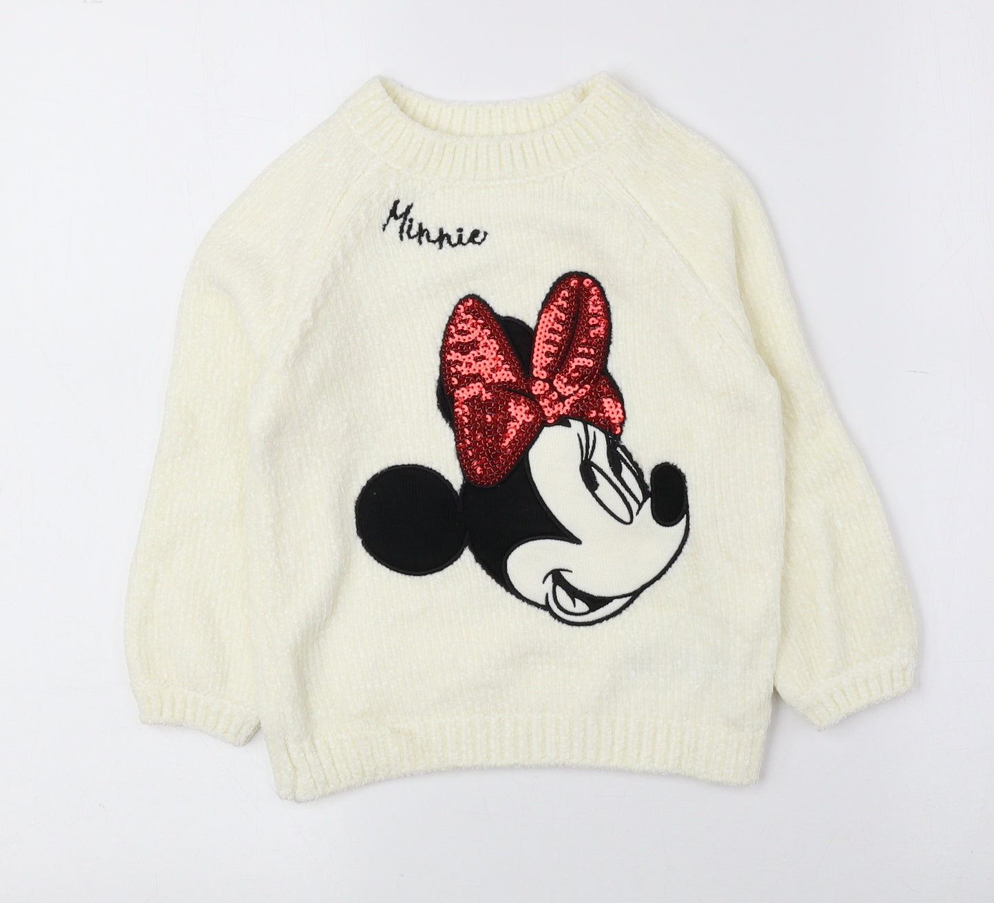 Disney Girls Multicoloured Mock Neck 100% Polyester Pullover Jumper Size 3-4 Years Pullover - Minnie Mouse