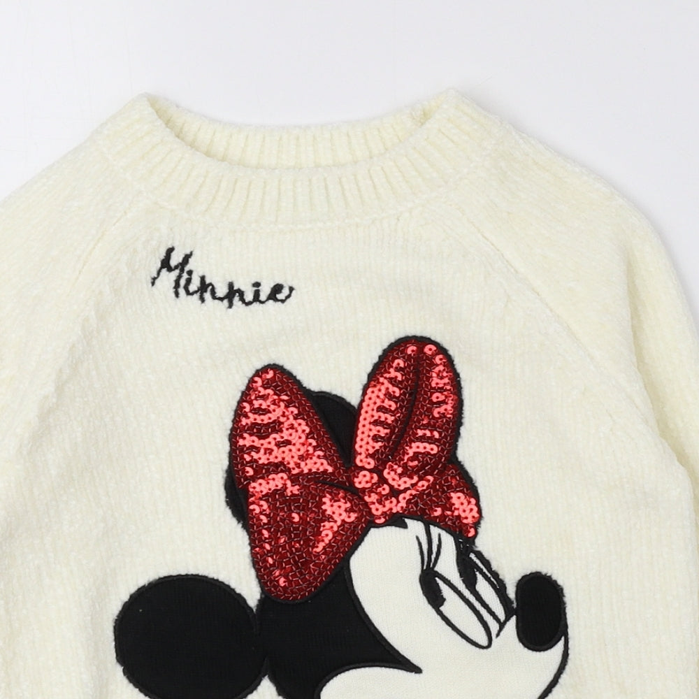 Disney Girls Multicoloured Mock Neck 100% Polyester Pullover Jumper Size 3-4 Years Pullover - Minnie Mouse