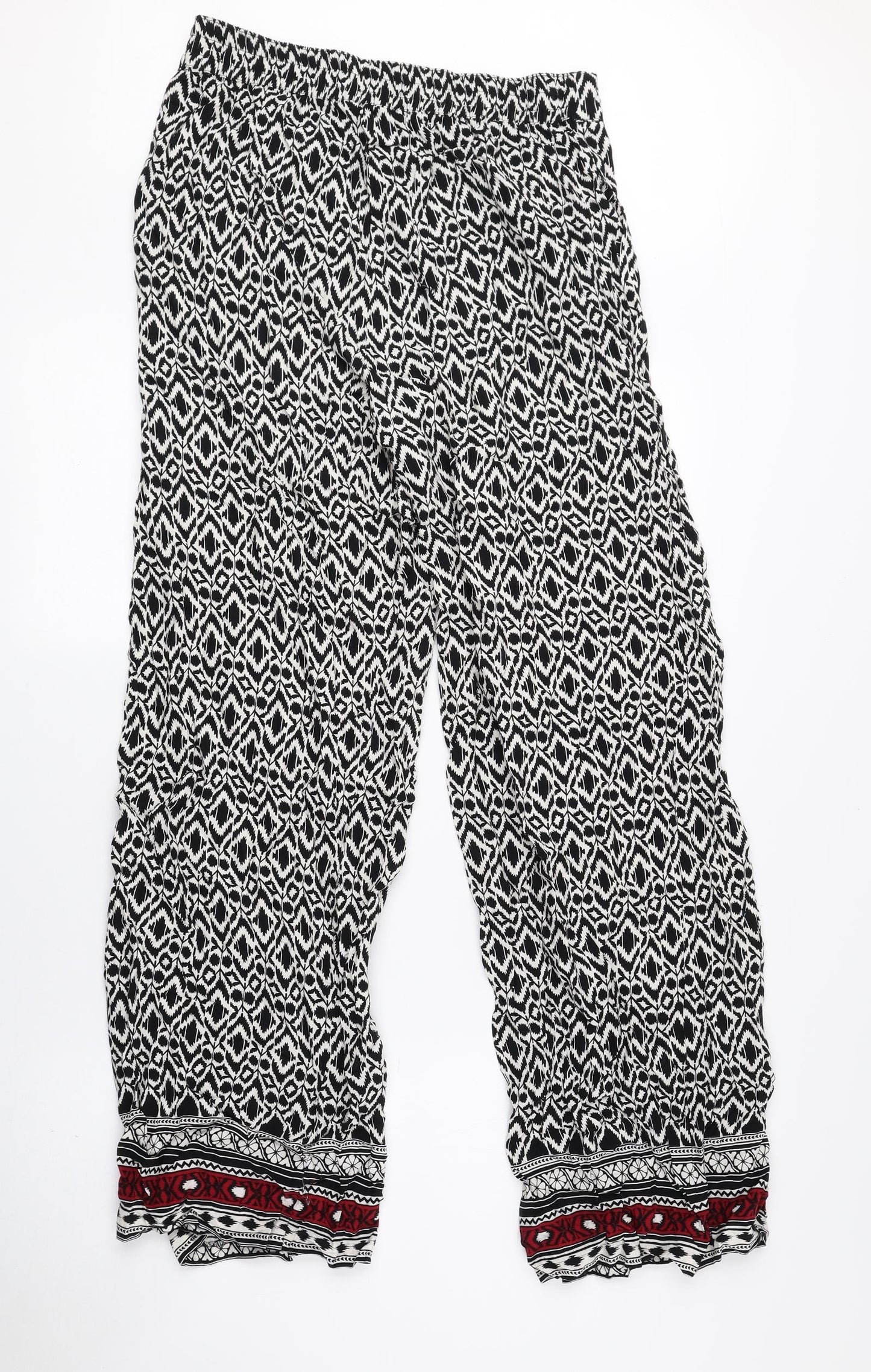 Papaya Womens Multicoloured Geometric Viscose Bloomer Trousers Size 8 L30 in Regular