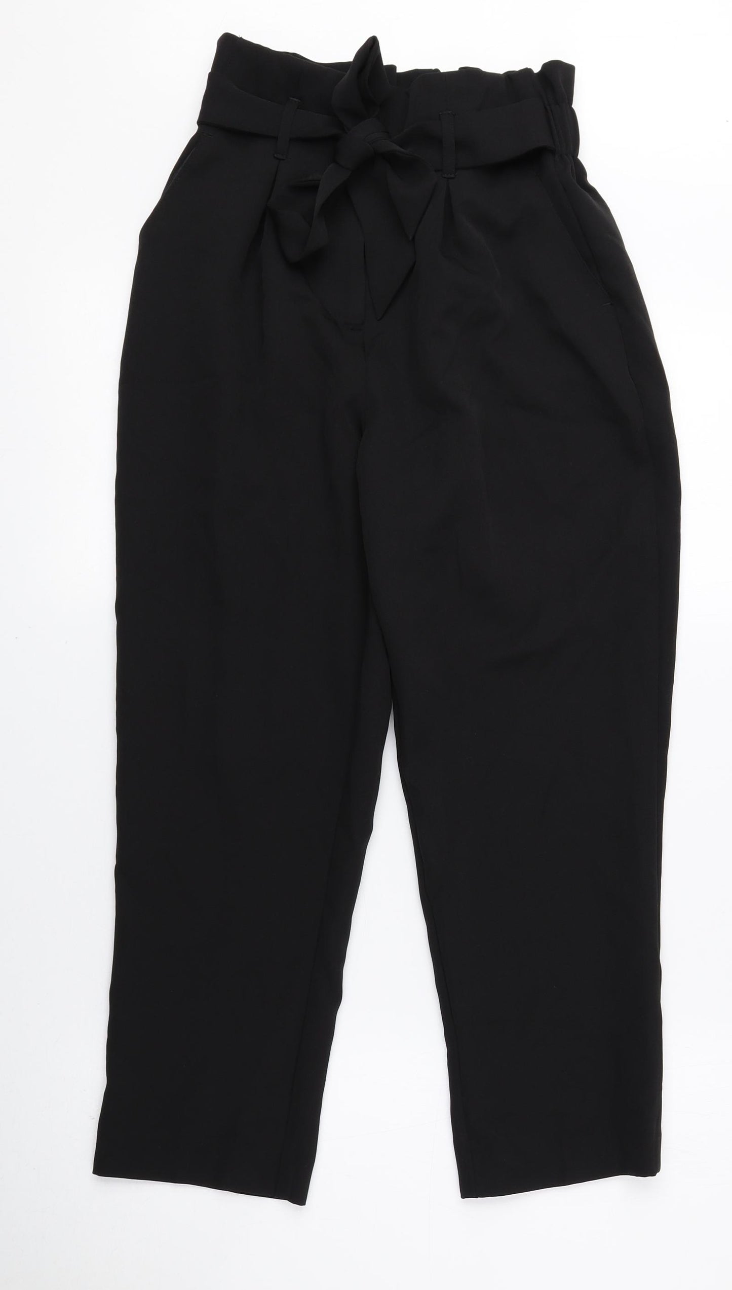 New Look Womens Black Polyester Cropped Trousers Size S L22 in Regular Zip - Petite