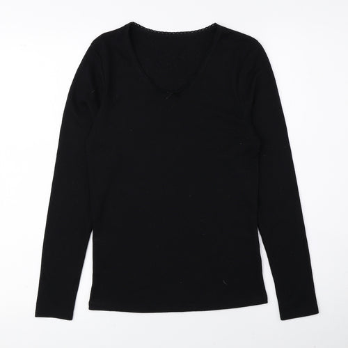 Matalan Womens Black Scoop Neck Polyester Pullover Jumper Size 12