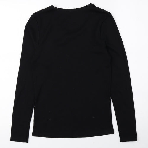 Matalan Womens Black Scoop Neck Polyester Pullover Jumper Size 12