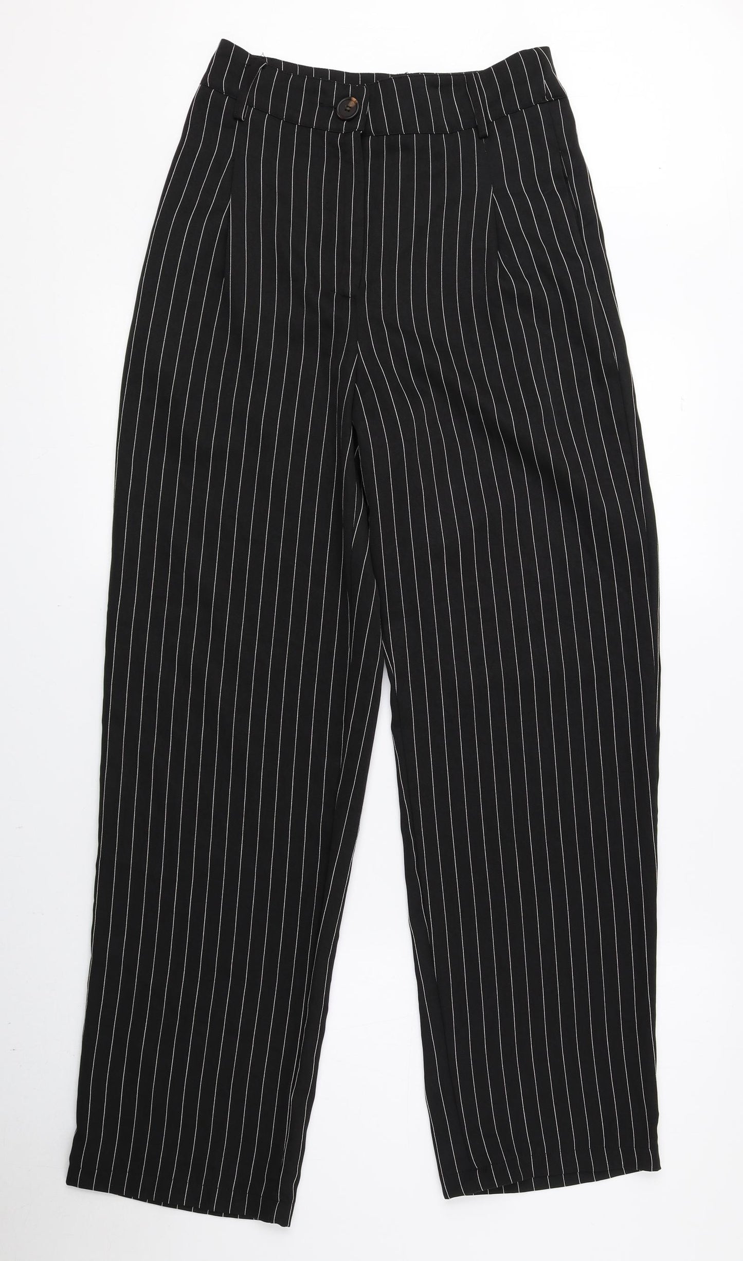 SheIn Womens Black Striped Polyester Dress Pants Trousers Size XS L27.5 in Regular Zip